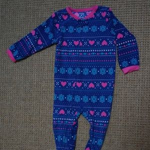 Girls Size 2T Carter's Indigo/Pink 1-piece Flannel PJs